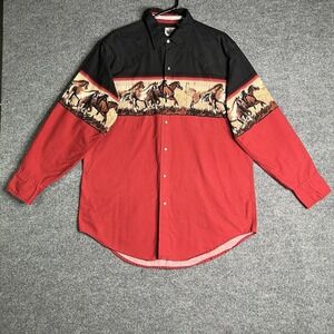 Vintage Cumberland Outfitters Horse Western Shirt XL Pearl Snap Cowboy Rodeo